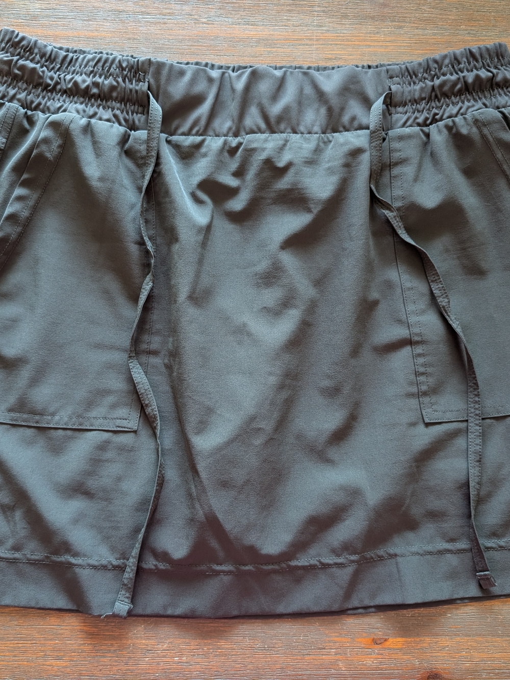 Black Casual Skort with Drawstring Pockets